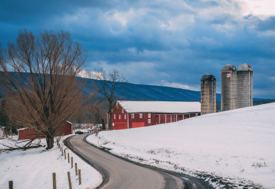 Country farm in the winter